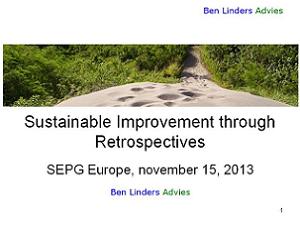 Cover Sustainable Improvement through Retrospectives - SEPG Europe 2013 - Ben Linders