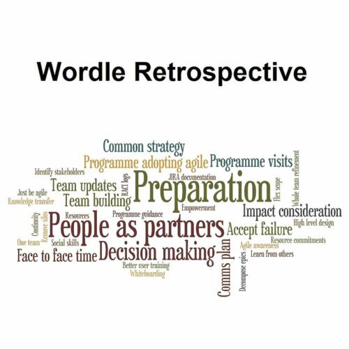 Following the Agile philosophy of transparency, wordles can be used in retrospectives to really get key messages across in a clear manner.