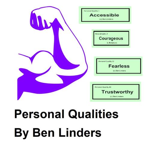 Cards with word, like “Accessible”, “Courageous”, “Trustworthy”, and “Fearless”, to discuss qualities or personality traits that people have.